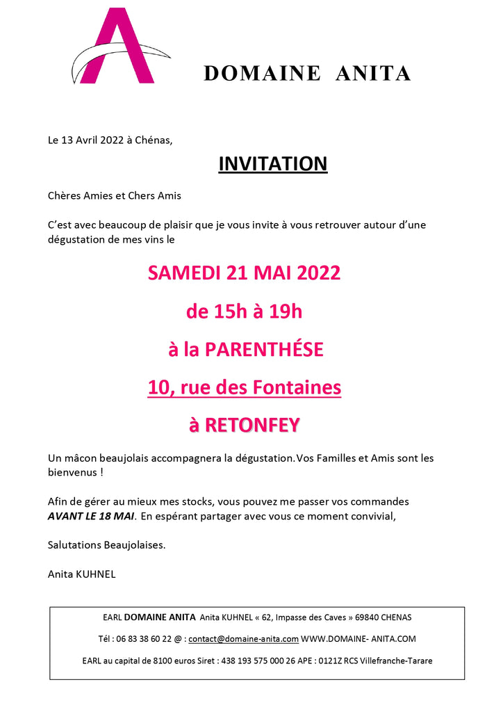 Dégustation/Vente de vins à la ParenThése